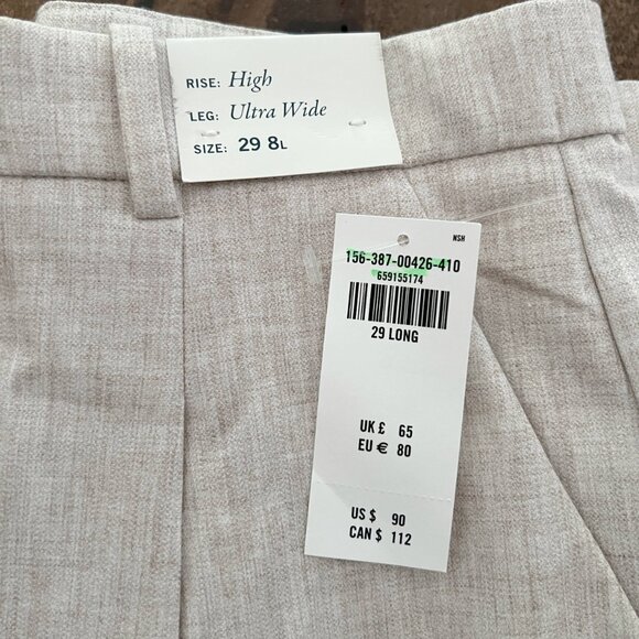 A&F Harper Tailored Ultra Wide Leg Pant - Size 29 (US 8) LONG - High Rise - Picture 6 of 7